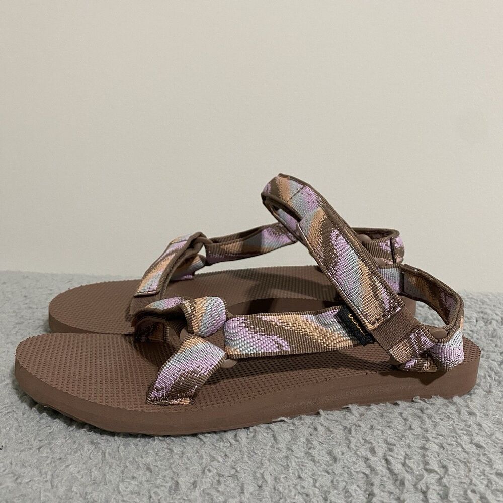 Teva Original Universal Sandals Womens 9 Magic Acorn Brown Purple Orange Outdoor